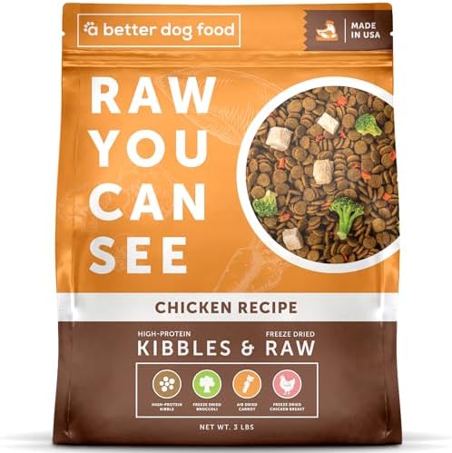 A Better Dog Food | Chicken Dry Dog Food | Raw You Can See | High Protein Kibble + Freeze Dried Raw Dog Food