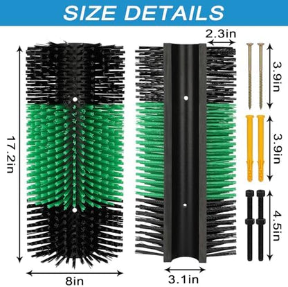 Livestock Scratching Brush with 4 Screws – Cattle and Horse Grooming Brushes, Itch Relief for Horse, Goat, Cattle，Cow,Sheep， and Pig，Animal Back Scratching – Black & Green