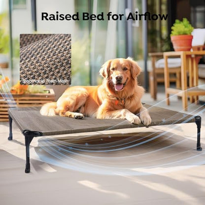 Veehoo 2 Pack Outdoor Elevated Dog Bed for Large Dogs, Cooling Raised Cots