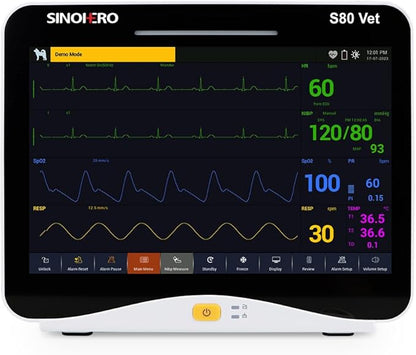 Veterinary Monitor 10.1'' Multi-Parameter Touch Screen Pet Monitor for Cat, Dog,Cow,Pig,Horse and Other Animals (Standard Size)