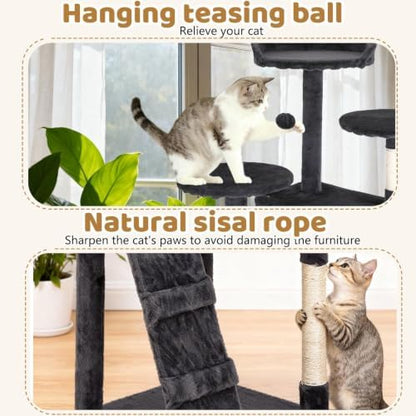 BestOffice 54" Cat Tree with Toy, Multi-Level Cat Tower Indoor Dark Gray