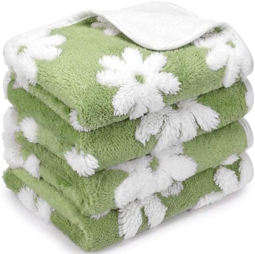Reginary 4 Pcs Guinea Pig Fleece Cage Liners, White Flower, 24 x 16 Inch