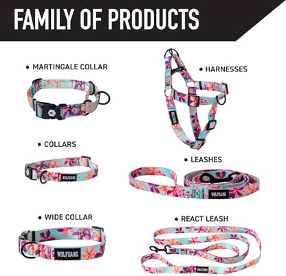 Wolfgang Heavy Duty Adjustable Dog Harness, Pull-Tested to Over 800 lbs for Walking & Training, DigiFloral Print, Large