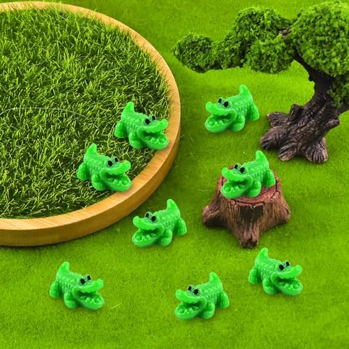 Cute Tiny Big Mouth Crocodile Resin Silicone Mold Micro Dollhouse Animal Epoxy Casting Mold for DIY Resin Art Fairy Garden Miniatures Landscape Crafts Decor(12-Cavity)