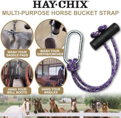 hay chix 14-Inch Horse Bucket Strap | Adjustable Stall Hanger, R. Amethyst