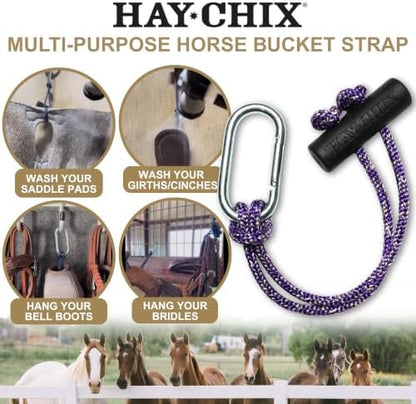 hay chix 14-Inch Horse Bucket Strap | Adjustable Stall Hanger, R. Amethyst