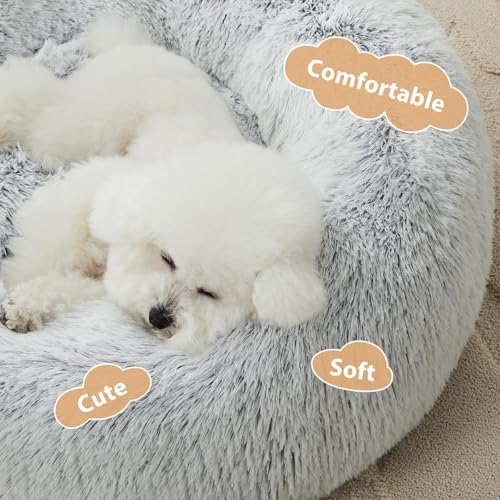 WNPETHOME Large Round Calming Dog Bed Cat Bed for Comfy Sleep