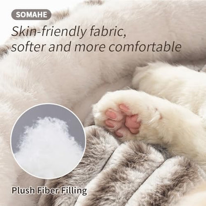 SOMAHE Cat Bed for Indoor Cats, Washable Round Plush, 20x20 Taupe Gray