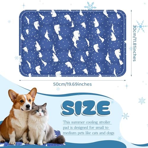 Nuanchu Pet Cooling Mat, Royal Blue Bear, 11.81 x 19.69 Inches, 1 Pcs