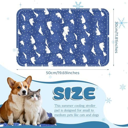Nuanchu Pet Cooling Mat, Royal Blue Bear, 11.81 x 19.69 Inches, 1 Pcs