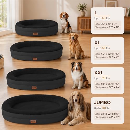 Waterproof Orthopedic Dog Bed for Medium Dogs, Black