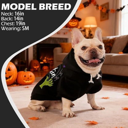 EXPAWLORER Dog Hoodies for Small Medium Large Dogs,Halloween Theme Black M