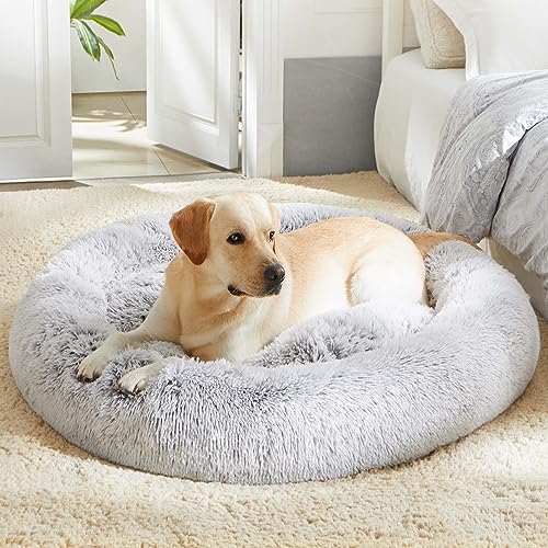 Western Home Calming Donut Large Dog Bed Pet Bed,36" Light Grey