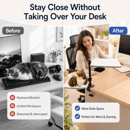 Binboov Double Cat Desk Bed, 360° Rotating & Adjustable