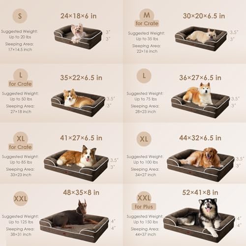 EHEYCIGA Orthopedic Dog Beds Large Sized Dog, Waterproof Washable Pet Bed