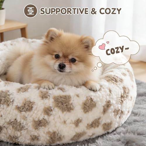 Avont Donut Dog Bed, Calming Round Pet Bed for Small & Medium Dogs, Cats