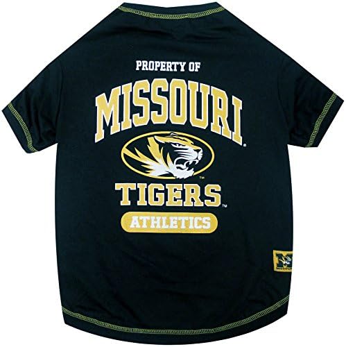 Pets First Collegiate Missouri Tigers Dog T-Shirt, Small. - Licensed Shirt for Pets Team Colored with Team Logos.- Premium Stretchable Materials for The Comfrot of Your Dog & Cat.