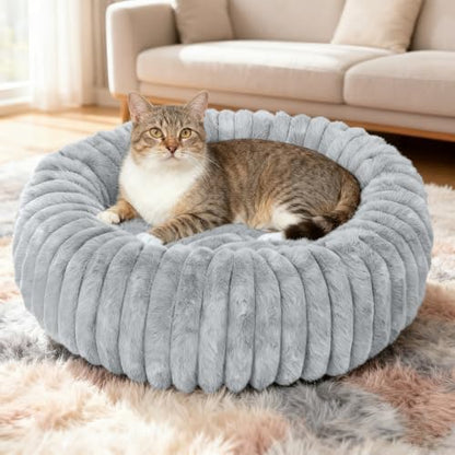 Washable Small Cat Dog Bed,Puppy Bed Cat Beds for Indoor Cats(Grey,S)