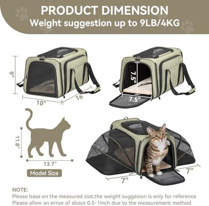 Petsfit Small Double Expandable Cat Carrier for Kittens and Air Travel