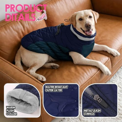 AOFITEE Small Dog Coat Waterproof Dog Winter Jacket with Harness Built in