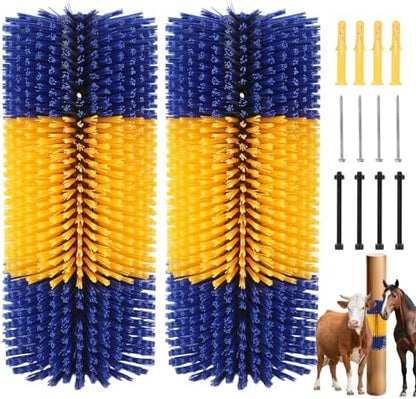 2pcs, Horse Brush, Livestock Scratching Brush, Goat Brush, Goat Scratching Post, Includes 8 Screws, Livestock Scratcher For Horses, Cows, Goats & Pigs Promotes Cleanliness & Skin Health