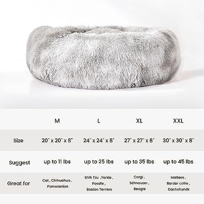 Western Home Calming Donut Cat Bed Small Dog Bed Washable,20" White Grey