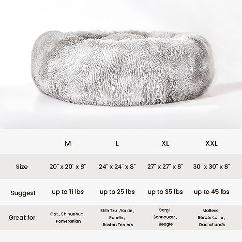 Western Home Calming Donut Cat Bed Small Dog Bed Washable,20" White Grey