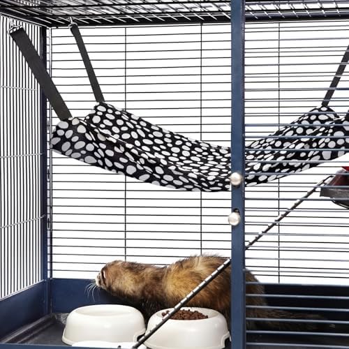 Jetec 2 Pack Cat Hammock for Cage, Leopard and Dot, M