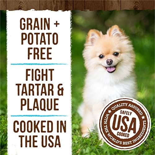 Merrick Fresh Kisses Natural Dental Chews Toothbrush Treat Shape Infused With Real Mint For Tiny Dogs 5-15 Lbs - 20 ct. Bag