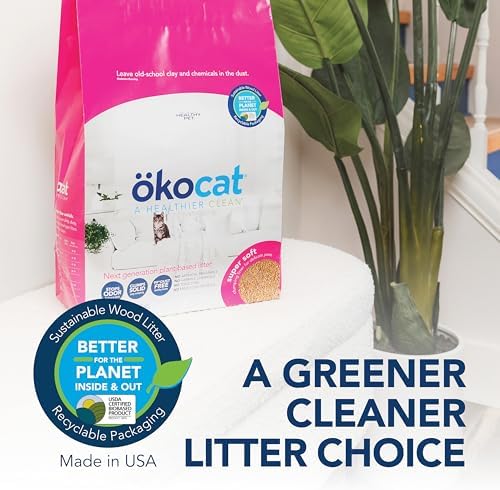 ökocat Super Soft Natural Wood Clumping Cat Litter, Odor Control, 22 Lbs
