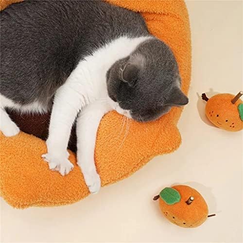 Cats Bed Orange House Recliner Cats Litter Basket Cushion Pet Bed Products Soft and Cute Plush Sofa Cushion (A M Code)
