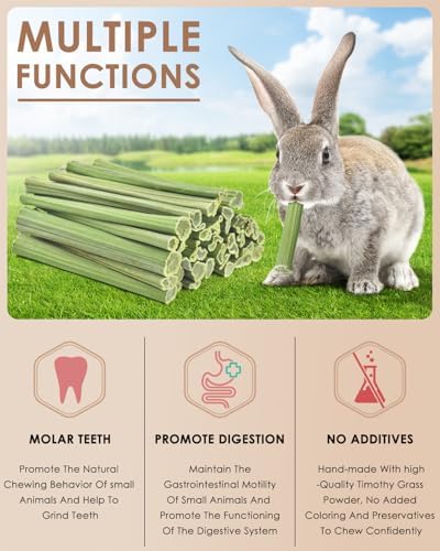 Bissap Rabbit Chew Sticks, Natural Papaya Stems Bunny Chews Treats for Rabbit Hamster Chinchilla Guinea Pig Small Animals Organic Molar Chewing Snack (100 PCS)