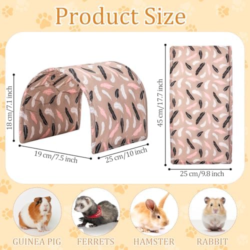 BreezeHug 4 Pcs Guinea Pig Tunnel Foldable Rabbit Hideout Washable and Soft Bunny Hide House Ferret Tunnel Toys Cage Accessories for Small Animal Hamster Hedgehogs Chinchilla (Cute Pattern)