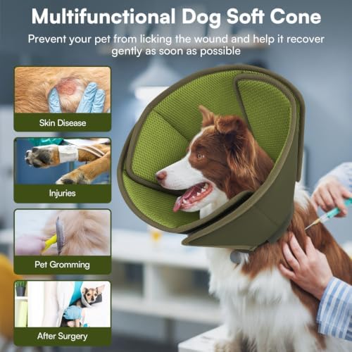 Queenmore Soft Dog Cone for Small Dogs, Adjustable Comfy Dog Cone Collar