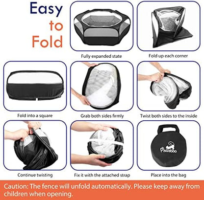 Pawaboo Small Animal Playpen with Zippered Cover, Black