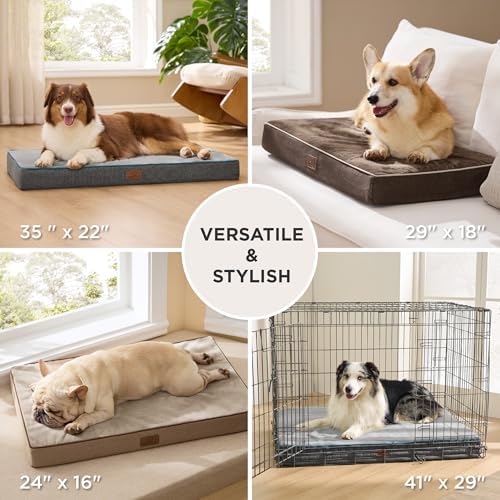 Bedsure Memory Foam Dog Beds Large Sized Dog, Orthopedic Crate Pads, 35x22