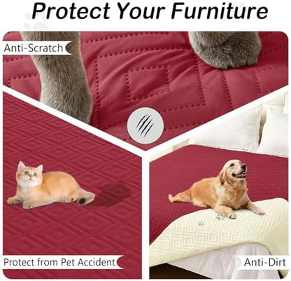 hyha Waterproof Reversible Dog Blanket, Pet Blanket for Sofa Couch