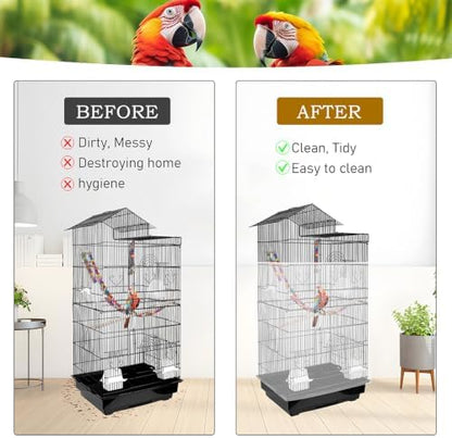 Bird Cage Seed Catcher – Stretchy Mesh Skirt for Parrot Cages, White