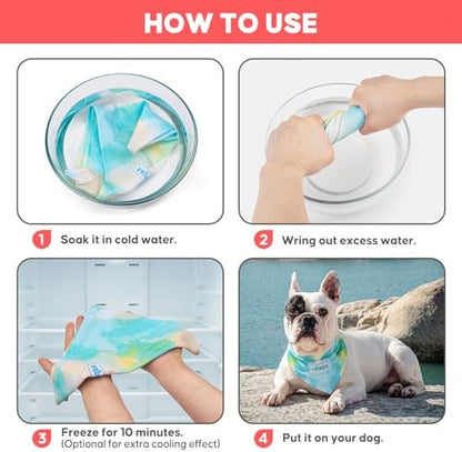 KYEESE 2Pack Dog Cooling Bandana Dog Scarf for Small Medium Large Dogs