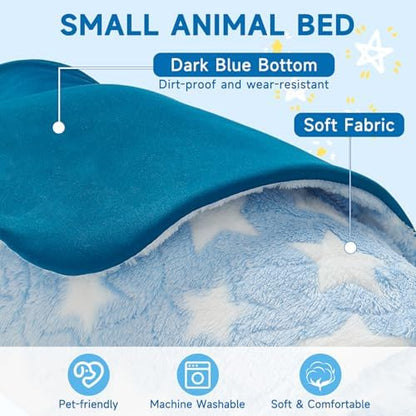 Homimp 2 Pack Guinea Pig Bed, Waterproof Reusable Small Animal Bed,Super Absorbent Pee Pad Mat for Rabbit Bunny Hamster Rat Hedgehog Chinchilla,Washable Fleece Cage Liners, Blue 24"x47"