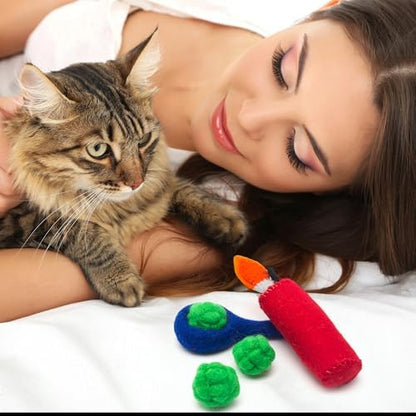 Glaciart One Catnip Pipe, Nuggets and Lighter Cat Toy Set | Cat Crack for Funny Kittens, Stimulating Toys for Boredom, Exercise & Play | Filled w/Organic Catnip to Excite/Calm Kitty | Organic Idea