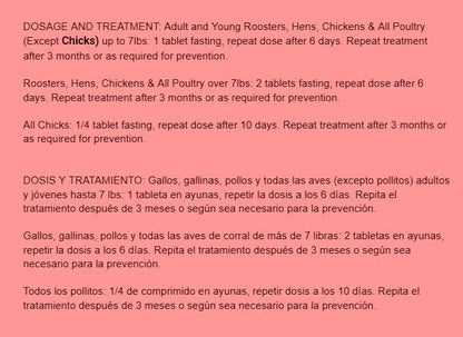 Farmalab Natural Dewormer Internal & External 100 Tabs Poultry - Vitamin for Poultry Rooster Hen Chicken Baby Chick, hens. Made in USA.