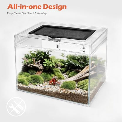 AZV Reptile Tank Starter Kit,8 Piece Escape Proof Hermit Crab Cage Small
