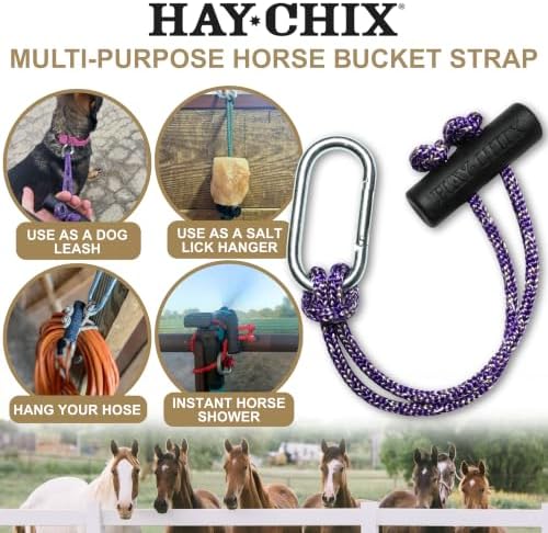 hay chix 14-Inch Horse Bucket Strap | Adjustable Stall Hanger, R. Amethyst