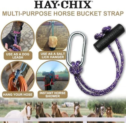 hay chix 14-Inch Horse Bucket Strap | Adjustable Stall Hanger, R. Amethyst