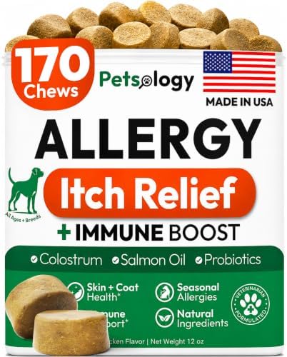 Dog Allergy Relief Chews 170 Count Anti Itch Skin & Immune Support for Dogs
