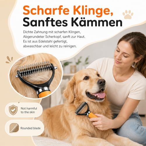 Pet Grooming Brush, Pets Knotted Dog Grooming, Pets Knotting Comb, Professional Pet Deshedding Brush, Deshedding Comb Fur Brushes, Shedding Brushes For Dogs And Cats (Orange)
