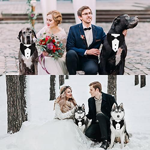 GOYOSWA Dog Tuxedo Suit Wedding Bandana Collar with Bow Tie, Adjustable Formal Dog Tux, Engagement Birthday Tuxedo for Small Medium Large Dogs Pets (Large: Neck 15”-25”) (Pack of 3)