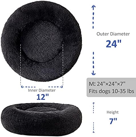 Washable Dog Round Bed - Medium Donut Dog Bed, Comfy Calming Cuddler