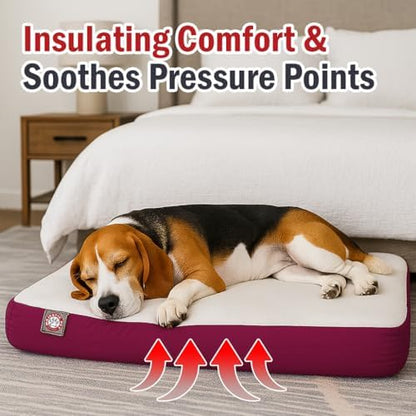 34x48 Burgundy Orthopedic Double Pet Bed By Majestic Pet Products-Large/Extra Large